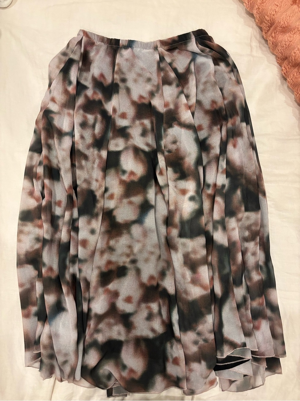 Abstract Print Midi Skirt in Neutral Tones
